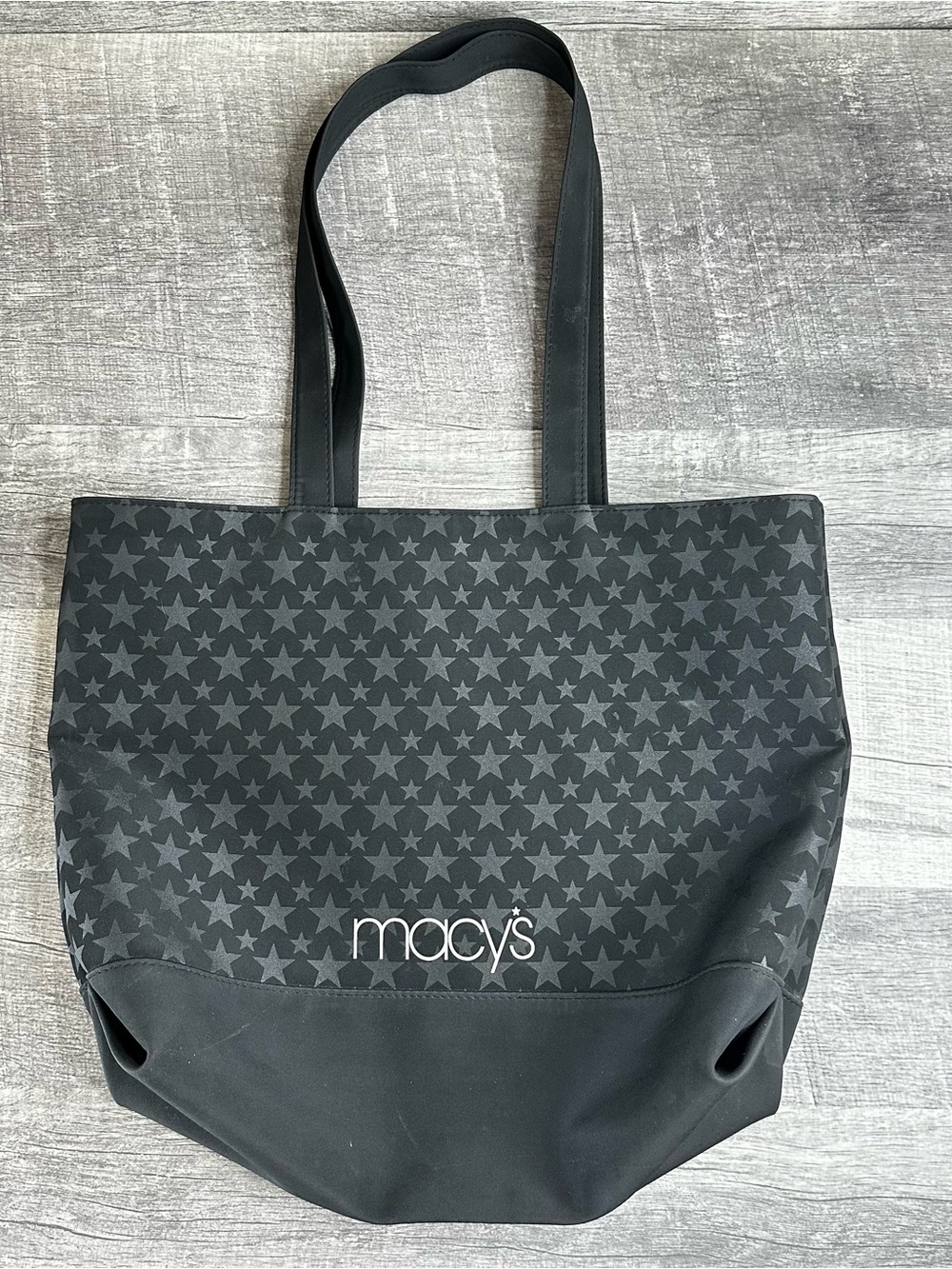 Macy's Black Star Print Tote Bag Overnight Travel Shopper Y2K Reusable 16x14